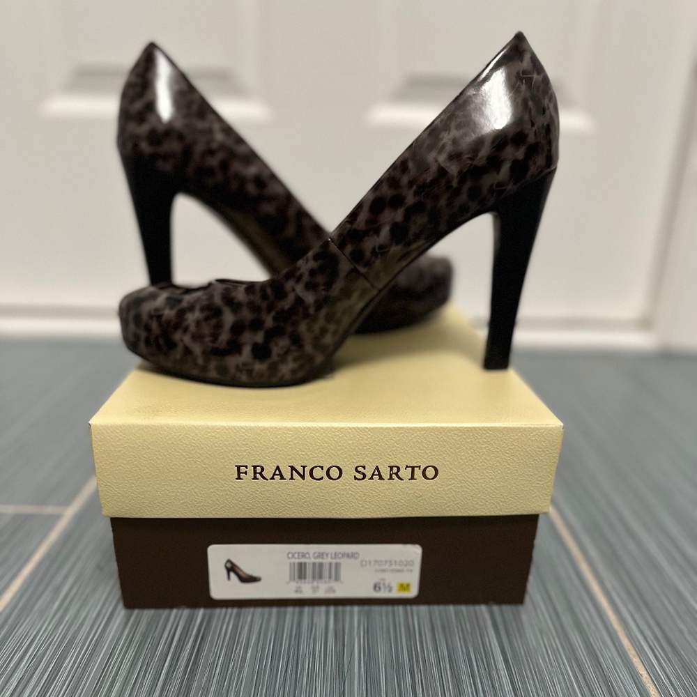 Franco Sarto Cicero Pump Heel size 6.5 Grey Leopard